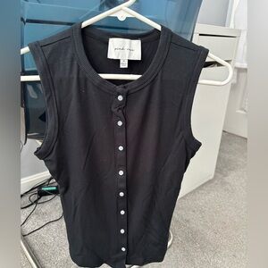 Black Button Tank Top